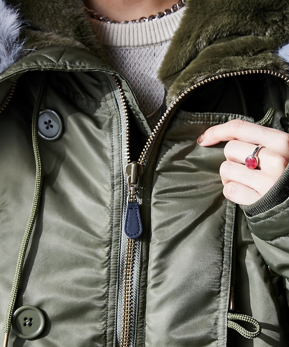 カラーフェイクファー付N‐3Bブルゾンコート＜大きいサイズ有＞GEVS