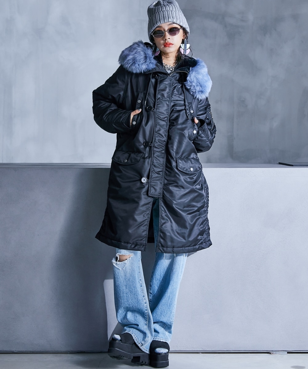 カラーフェイクファー付N‐3Bブルゾンコート＜大きいサイズ有＞GEVS