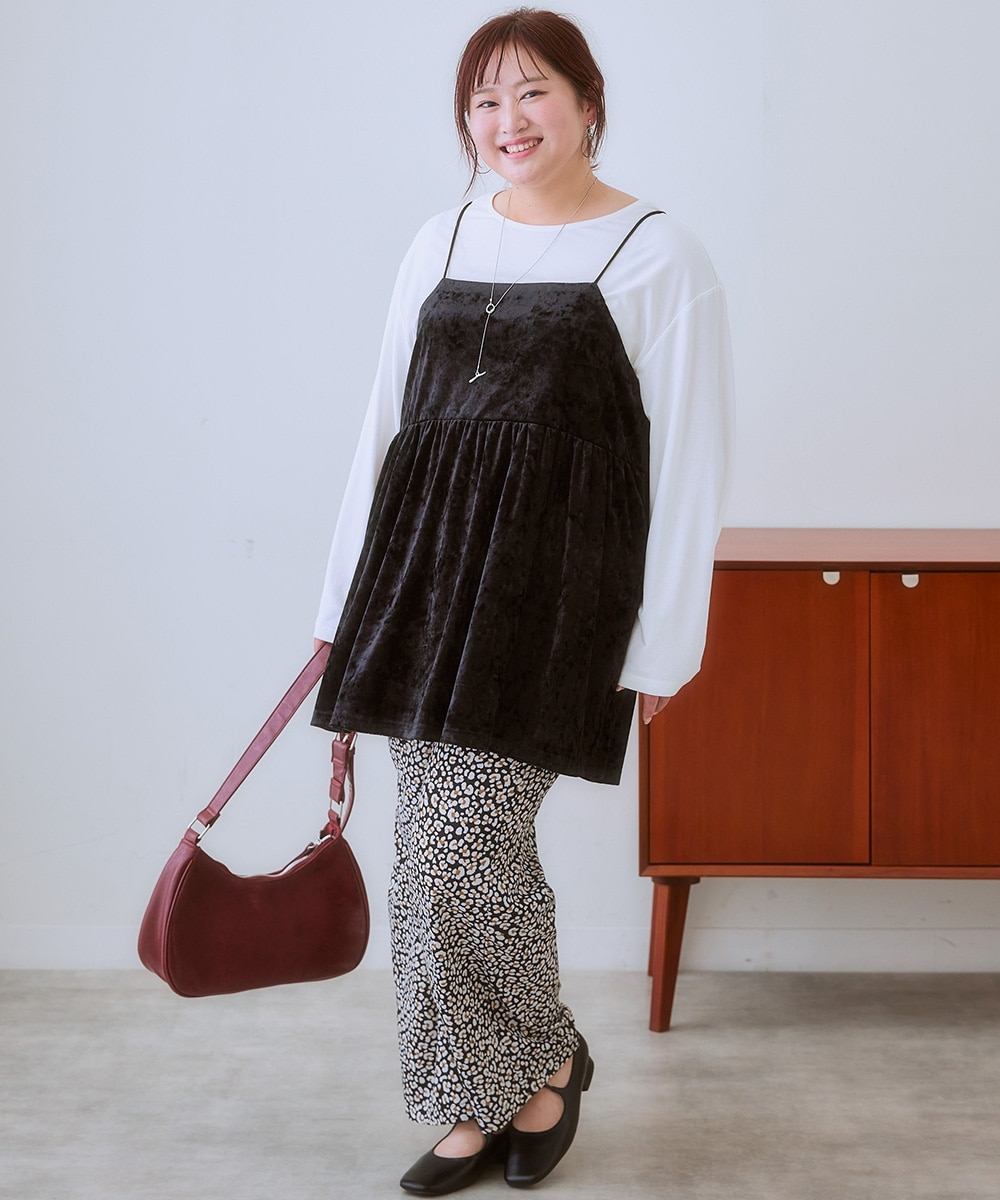 大きいサイズ＞カットベロアキャミソール 通販【ニッセン】