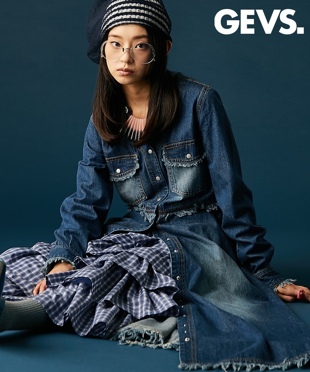 綿100％デニムVネックワンピース＜大きいサイズ有＞GEVS. 通販【ニッセン】