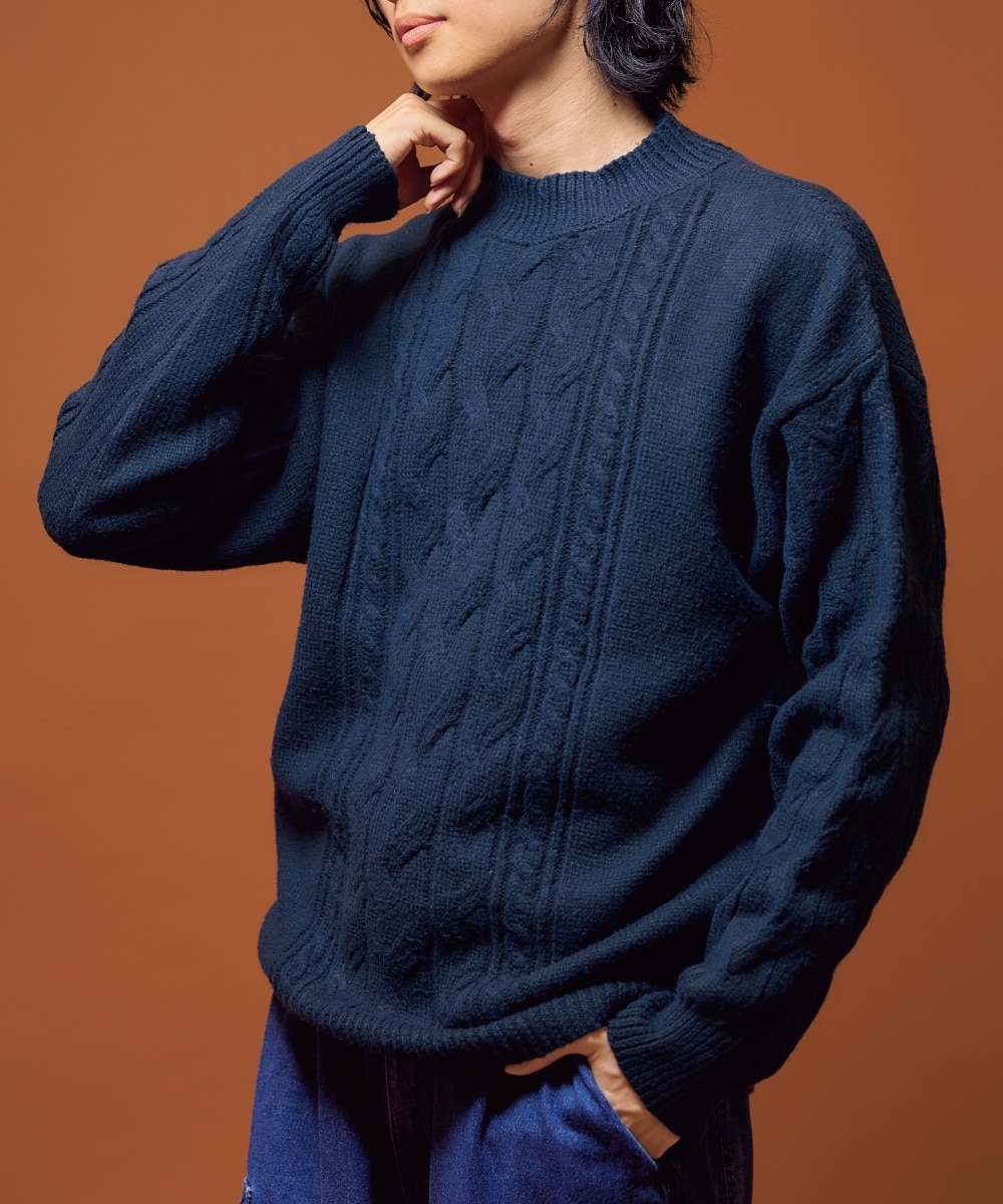 洗えるケーブル編クルーネックセーター 通販【ニッセン】
