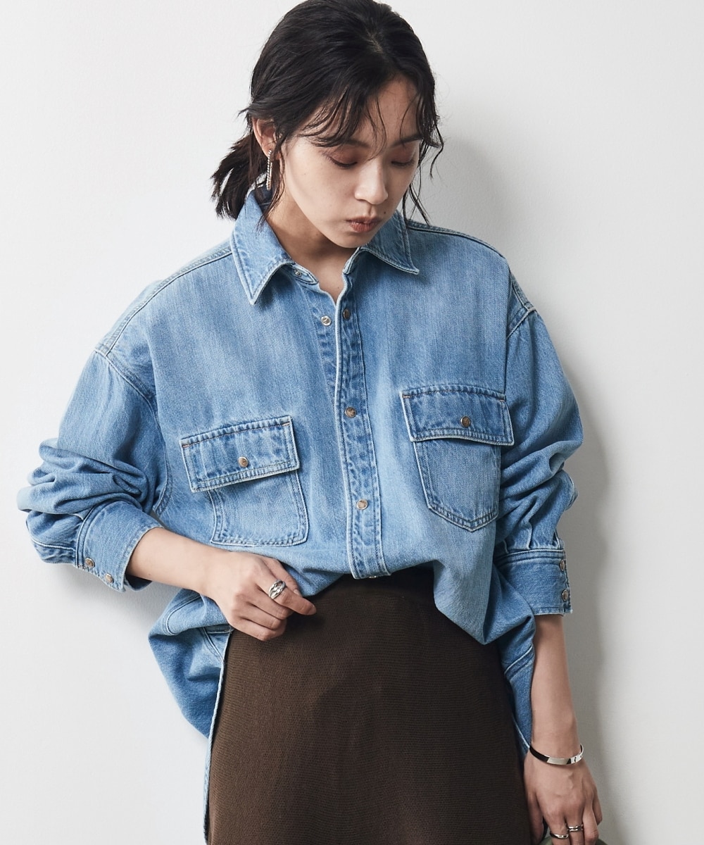 綿100％ライトオンスデニムシャツ＜大きいサイズ有＞シックスタイル