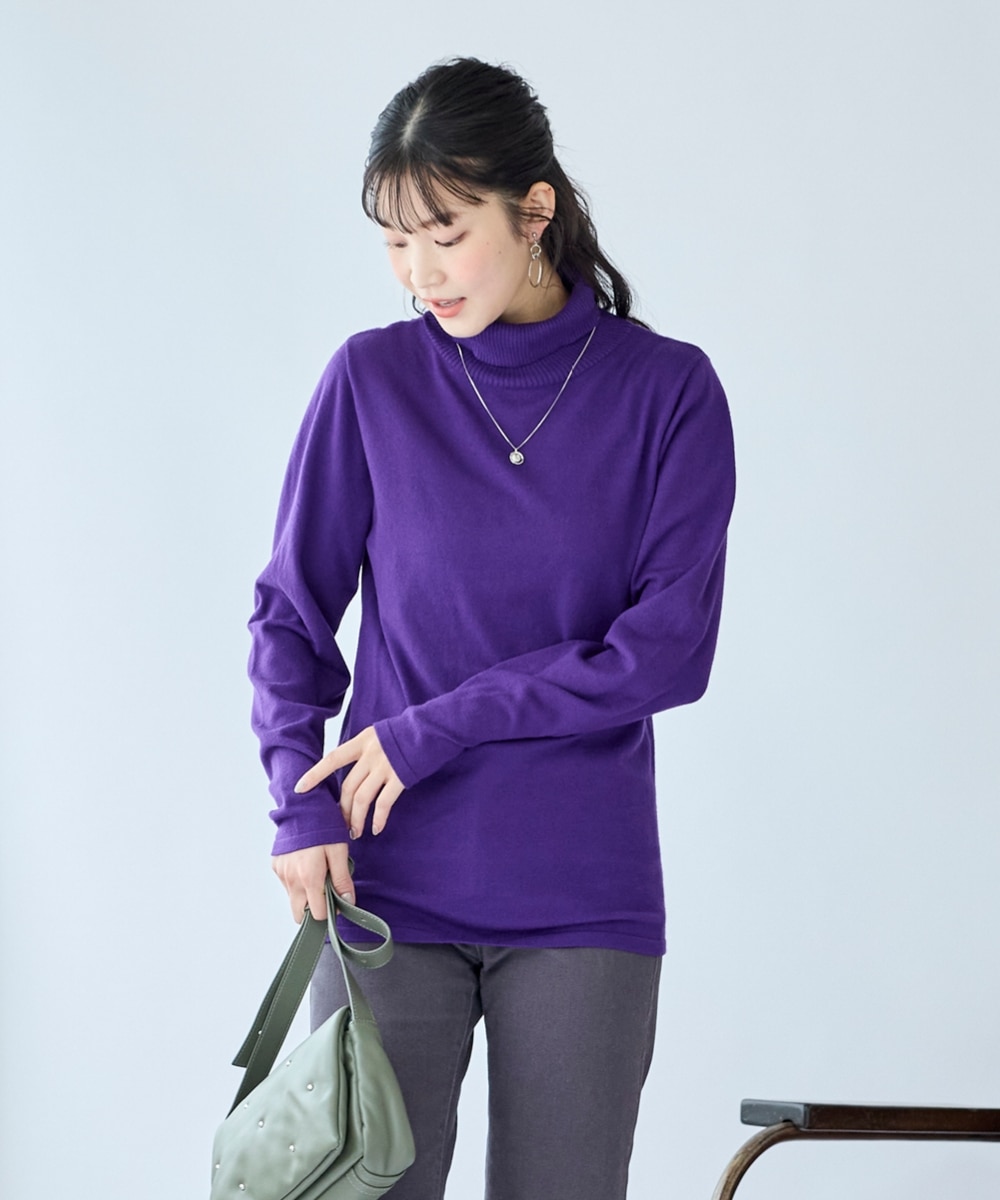 大きいサイズ 優しい肌触りの定番タートルネックセーター 通販【ニッセン】