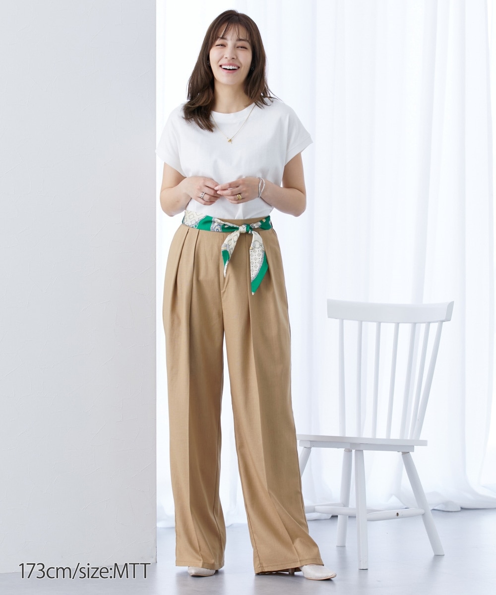 高身長 スカーフベルト付タックワイドパンツ（トールサイズ） 通販