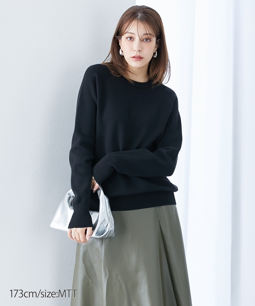 高身長 スウェットライク ラグランプルオーバーニット（トールサイズ