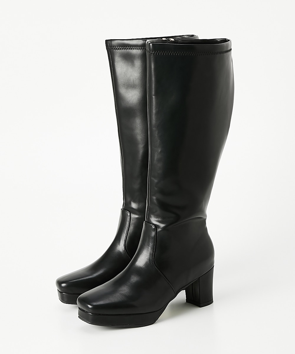 ゆったり幅広】ストーム付ストレッチロングブーツ（低反発中敷