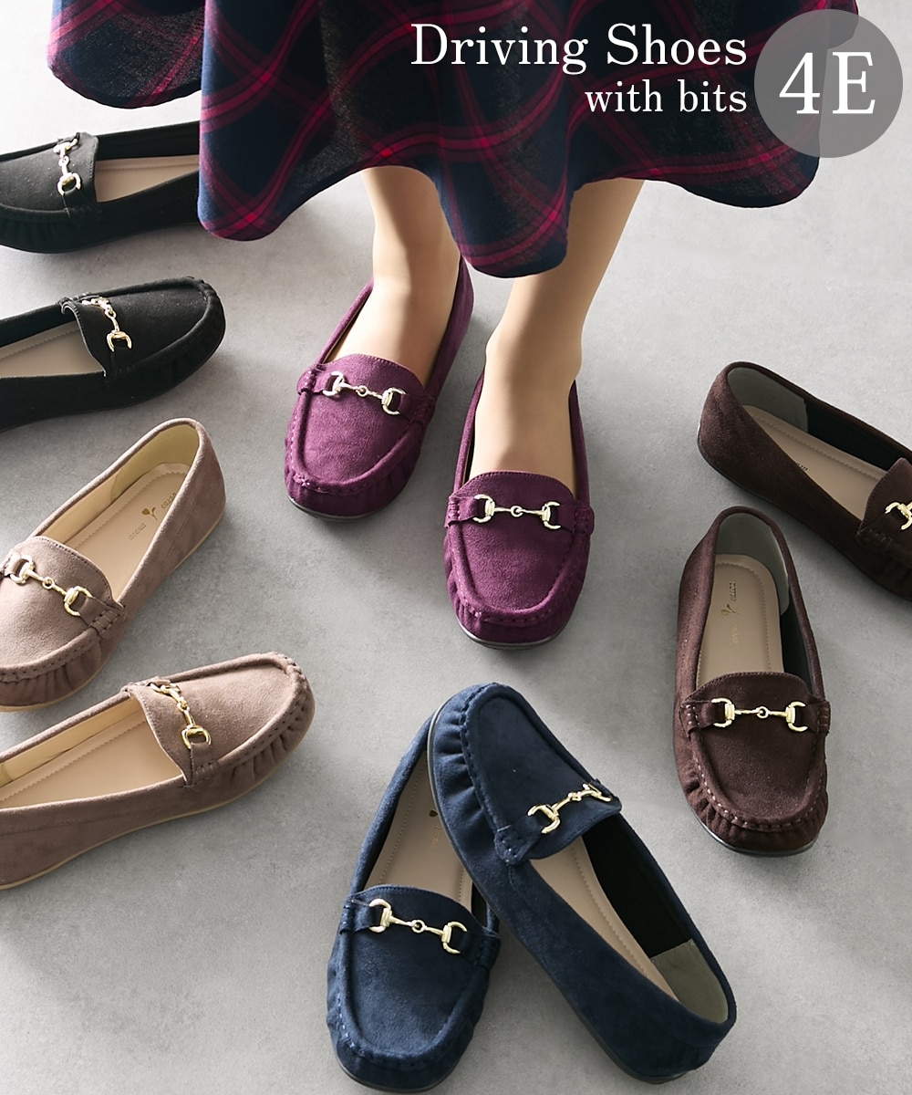 ゆったり幅広】ビット付ドライビングシューズ（低反発中敷）（ワイズ
