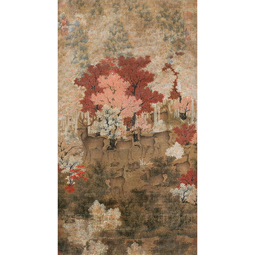 故宮精品網路商城- 複製五代人丹楓呦鹿畫心