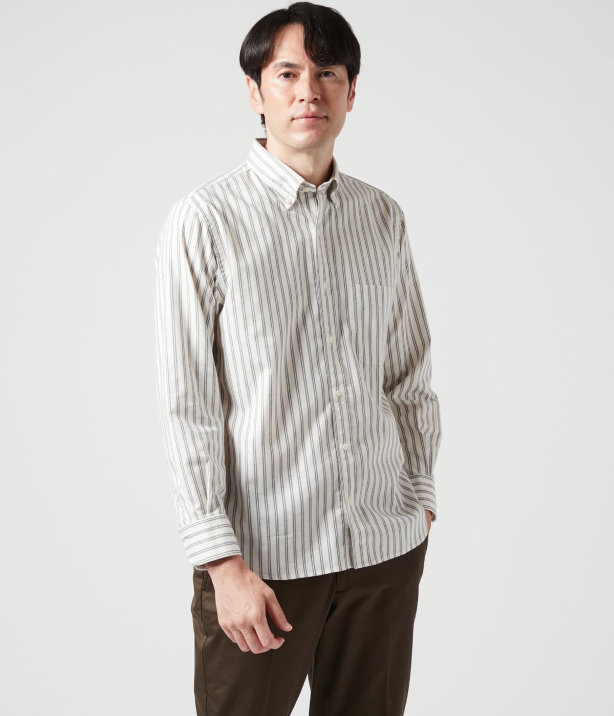 ドビーマルチストライプ 長袖ショートボタンダウンシャツ(16763701