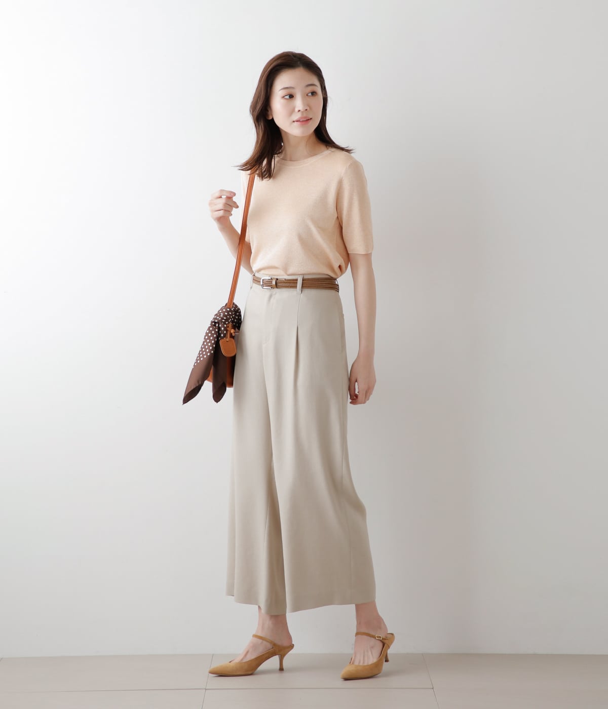 リネンライククロス タックガウチョパンツ(51332150-2024