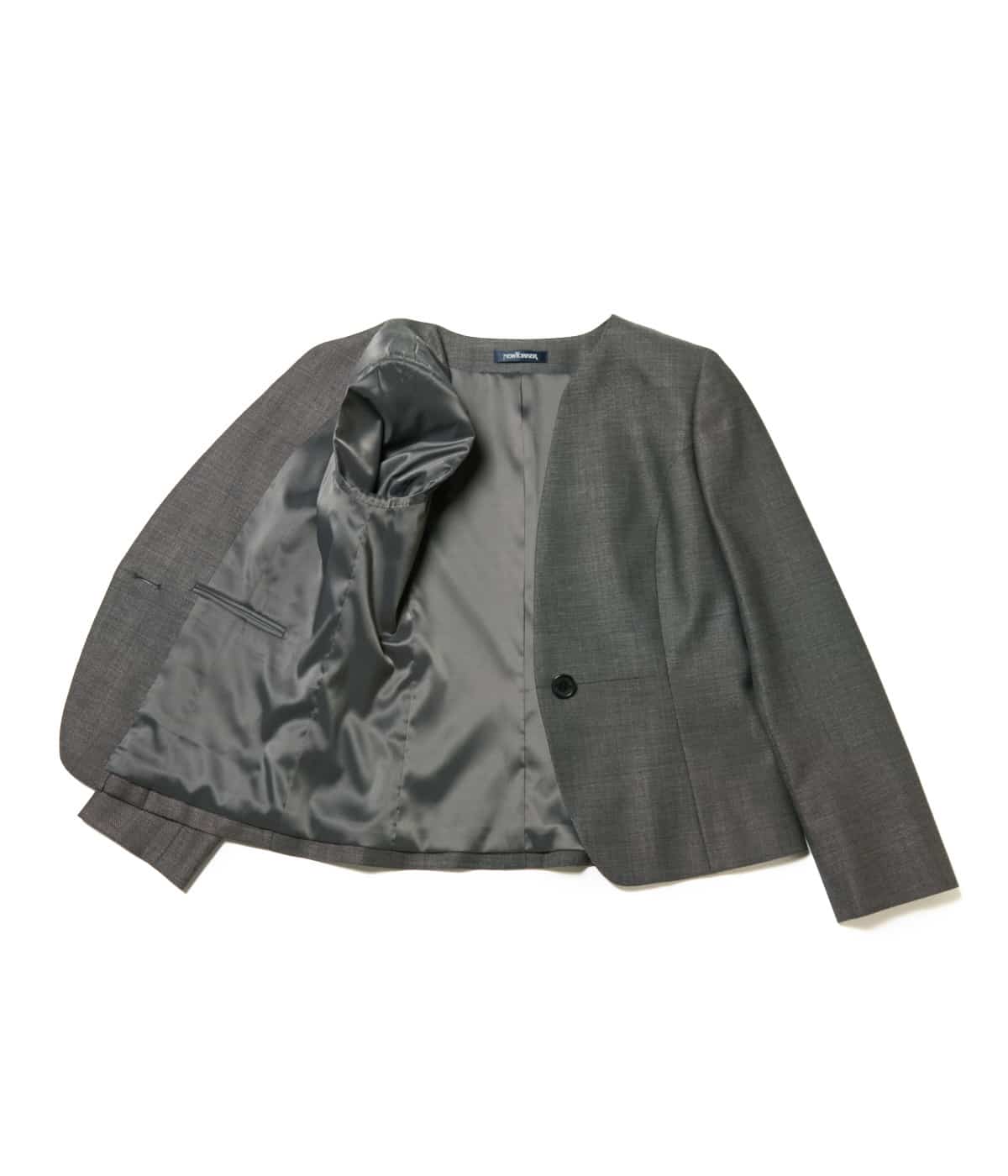 ウールシルクピンドット ノーカラージャケット(71112401-2024