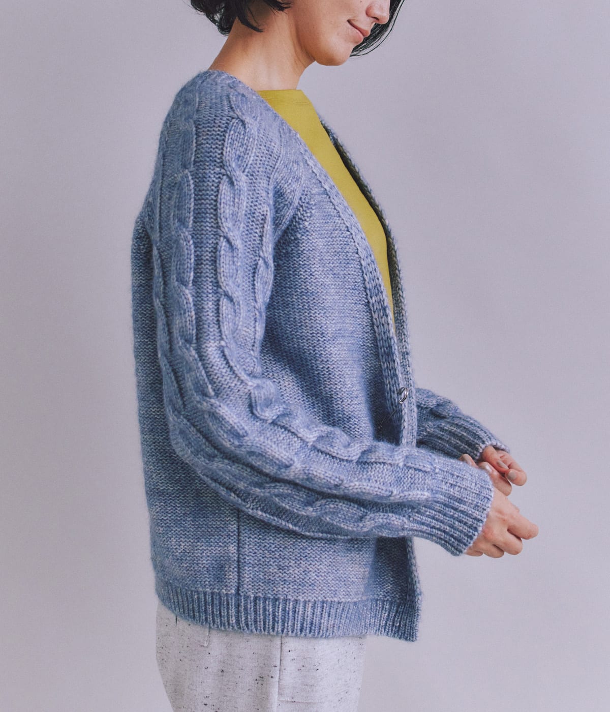 Cotton Alpaca ケーブルラグランニットカーディガン(37716751-2025