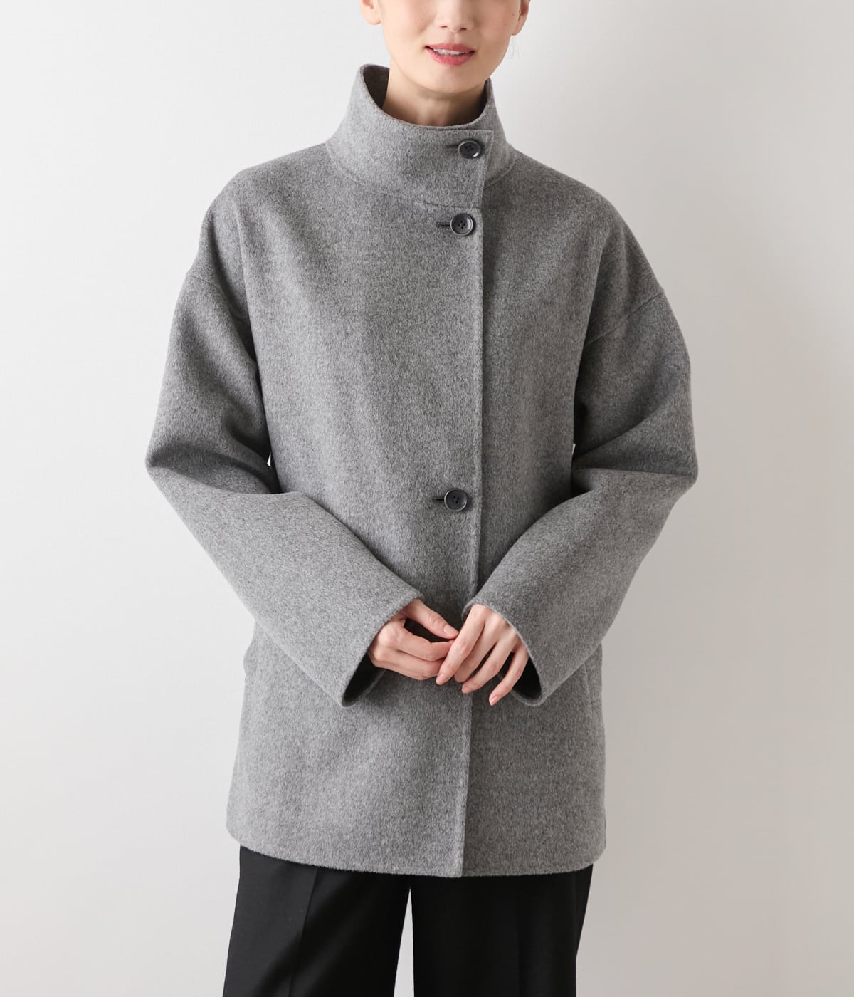 L】ウールナイロンリバー スタンドショートコート(54556170-2025