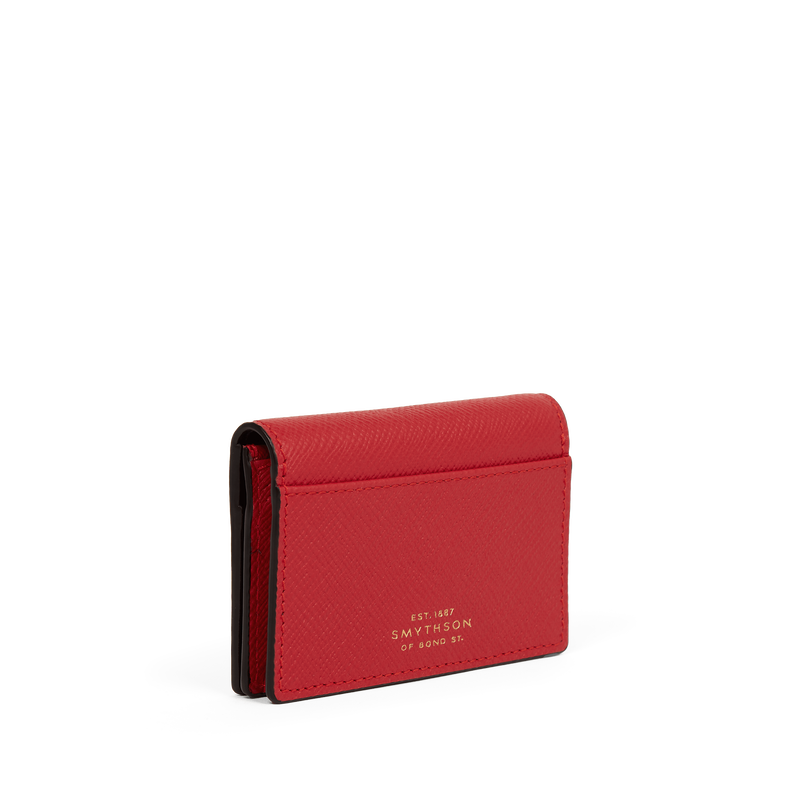 Folded Card Case with Snap Closure in Panama in scarlet red | Smythson