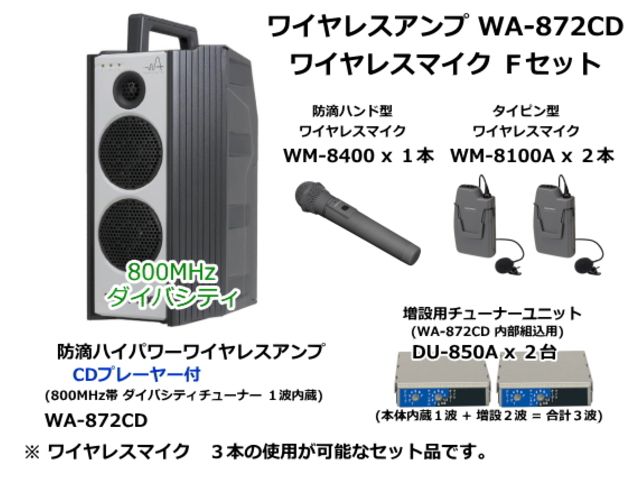 WA872CD-F-SET】UNI-PEX WA-872CD ワイヤレスマイク Fセット｜サウンド