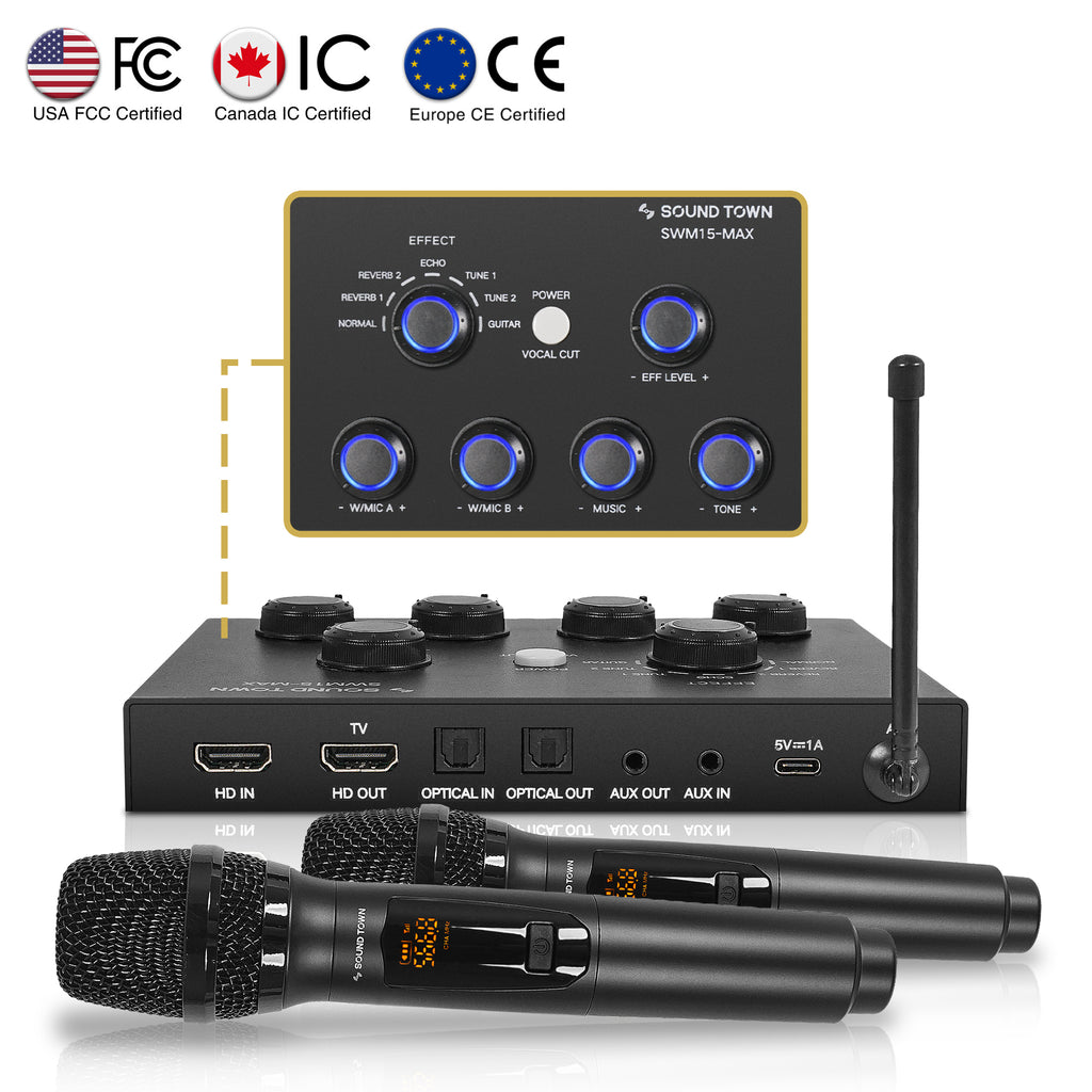 SWM15-MAX | 16 Channels Wireless Microphone Karaoke Mixer System