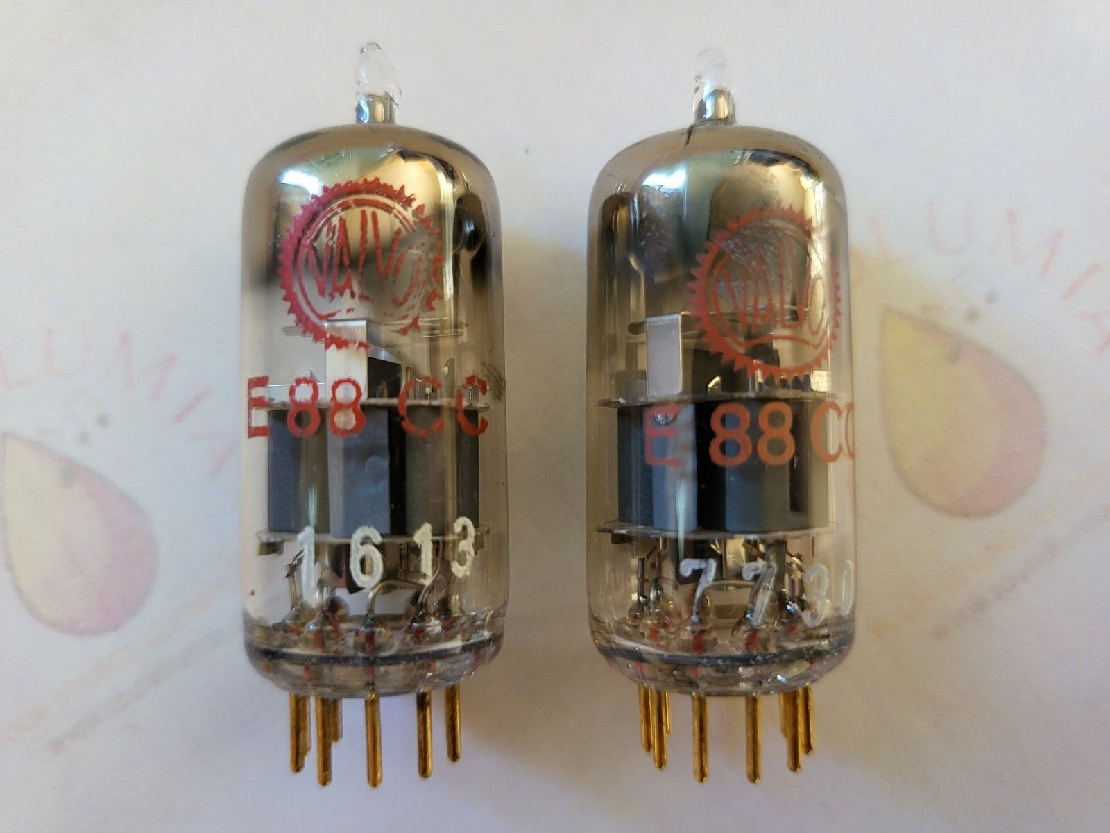 Valvo E88CC = 6922 = CCa Tubes D-getter Matched Pair - Holland