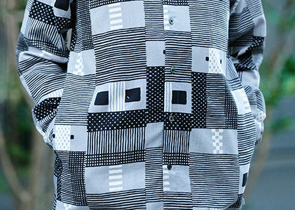 高島縮 スタンドカラーシャツ SP（サイドポケット付き）