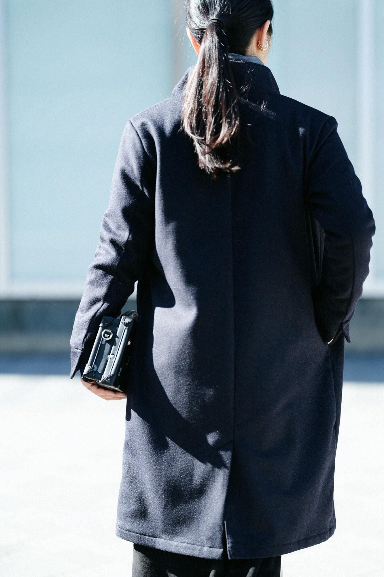 スタンドカラーロングコート