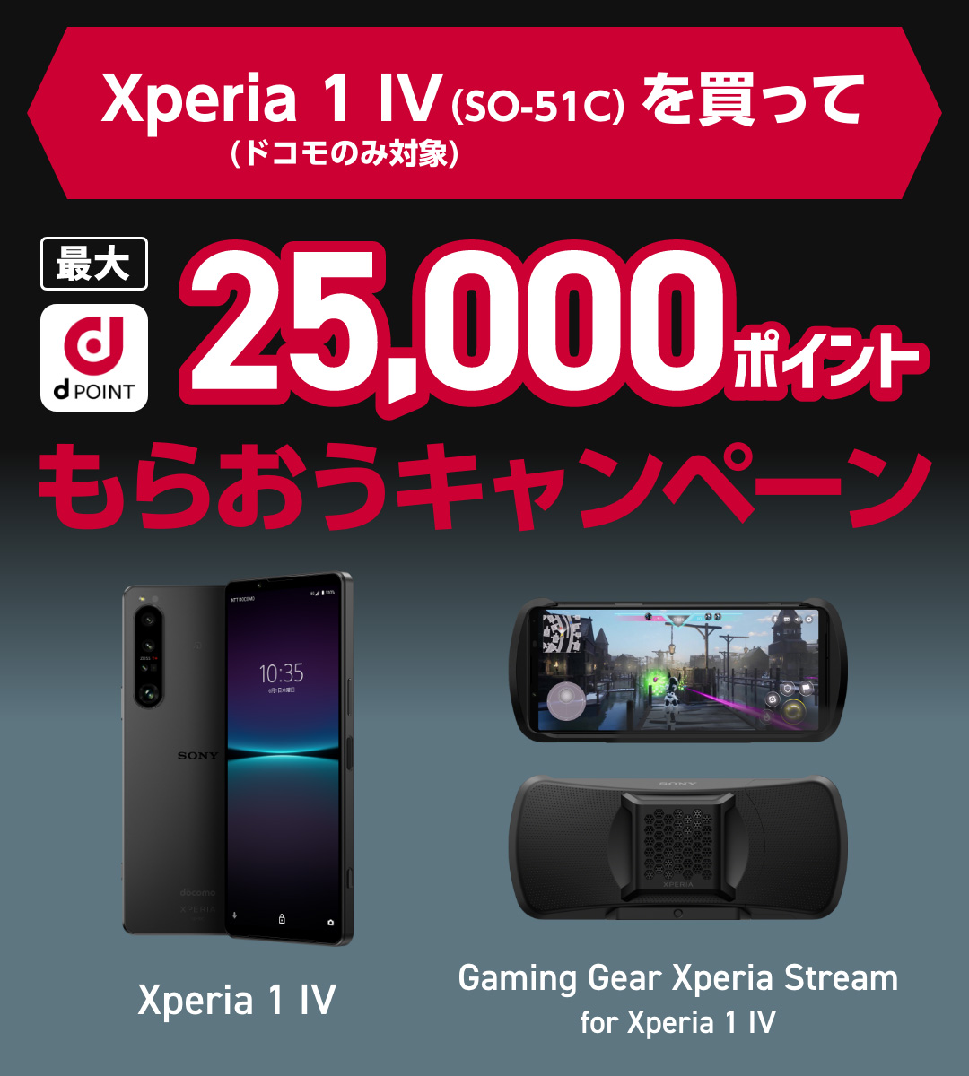 Xperia 1 IV(SO-51C)（ドコモのみ対象）を買って最大dポイント25,000
