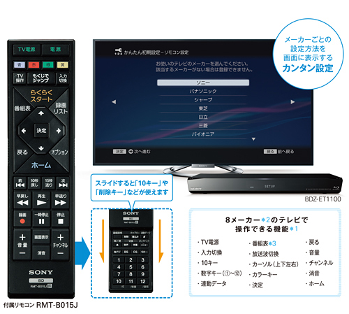 BDZ-EW1100 特長 : らくらく操作 | ブルーレイディスクレコーダー | ソニー