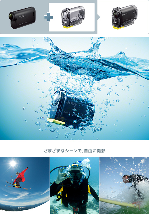 HDR-AS15 特長 : 迫力ある撮影を実現するアクセサリー | デジタル