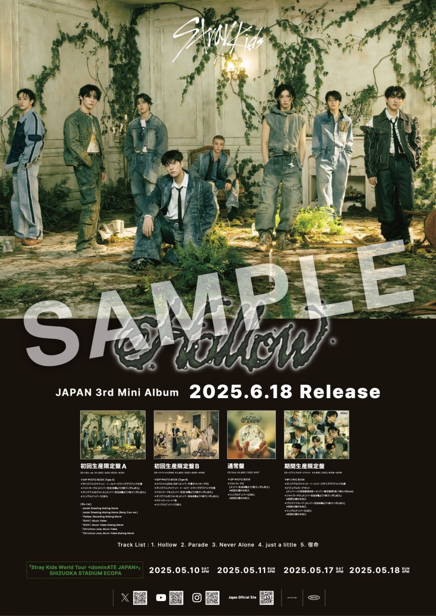Stray Kids、JAPAN 3rd Mini Album 『Hollow』店舗別購入特典の絵柄が