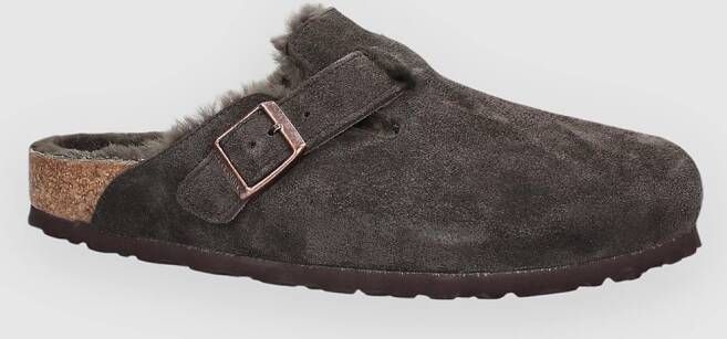 Birkenstock slipper BOSTON Shearling Mocca Suede Leather narrow
