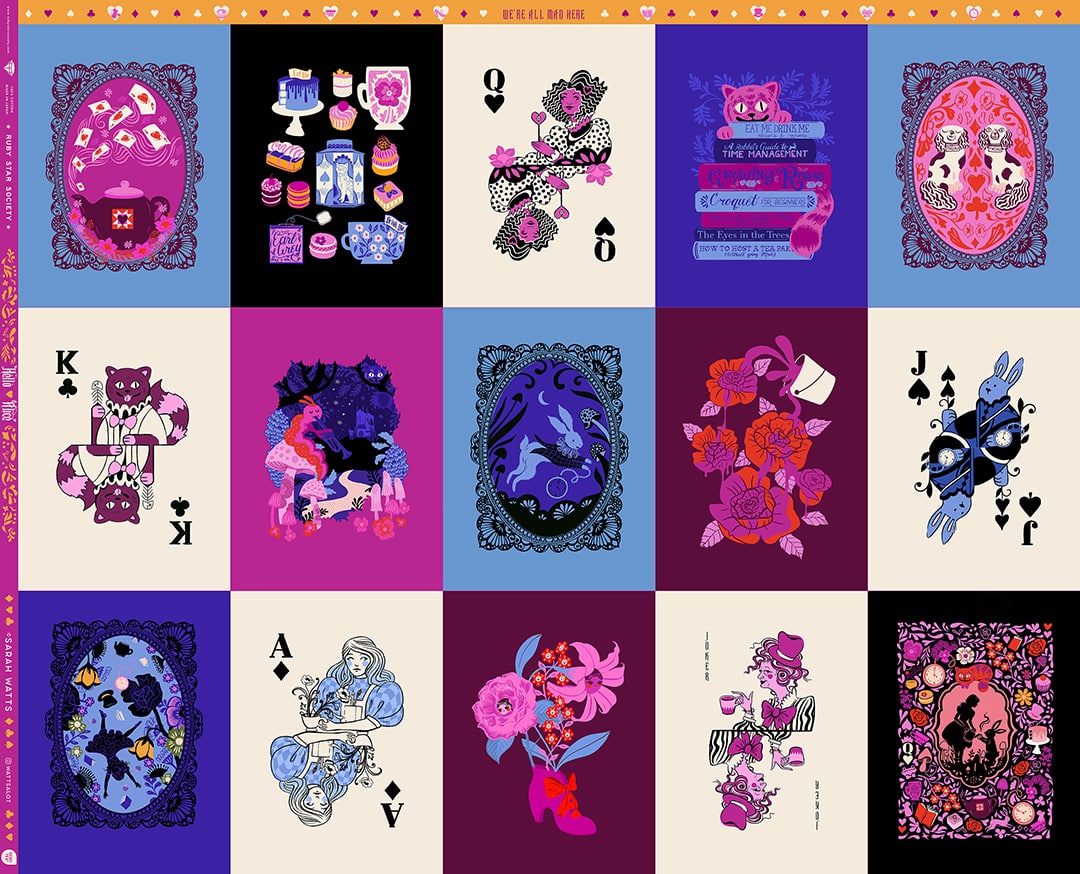 Ruby Star Society Sarah Watts Hello Alice Wonderland Panel - Sewtopia