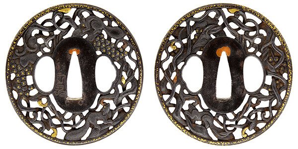 鍔 銘 定次 葡萄栗鼠透鍔(TU-020517)｜刀・日本刀の販売なら日本刀専門