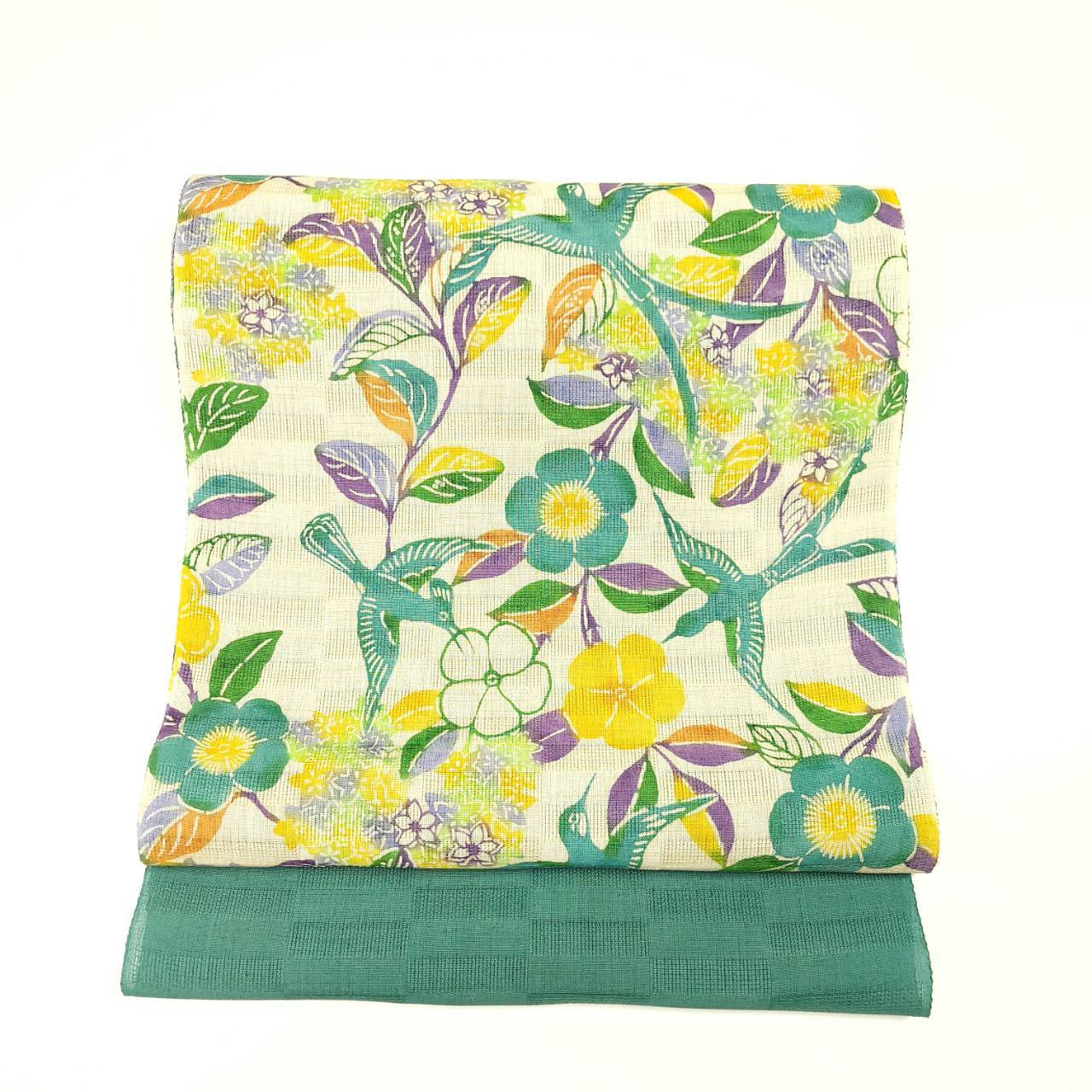 竺仙 型絵染名古屋帯 夏帯 麻地 矢筈葛 ｜着物のオンラインショップ