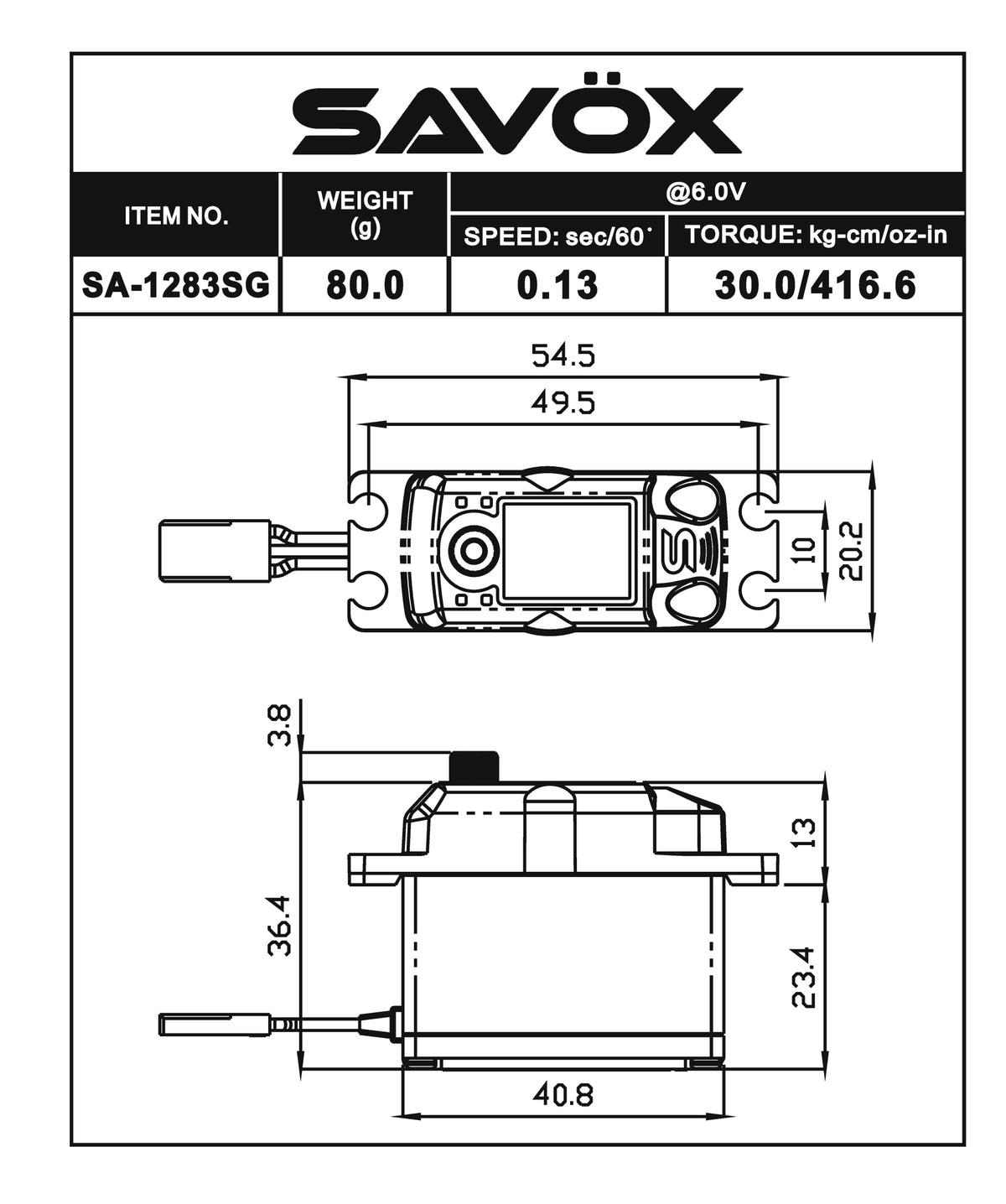 Coreless Metal Case Digital Servo .13/416 @6V – Savox USA