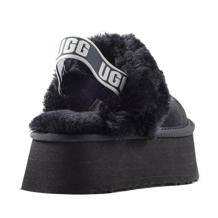 Ugg Sabot Funkette Donna Nero Cinturino Elastico Logato Nel Retro