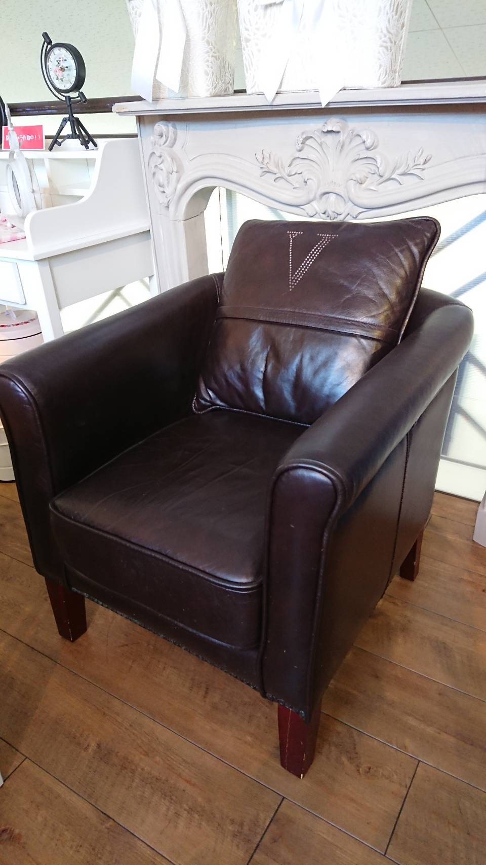 ☆LAURA ASHLEY ローラアシュレイ 1シーターソファ 本革 レザー 一人