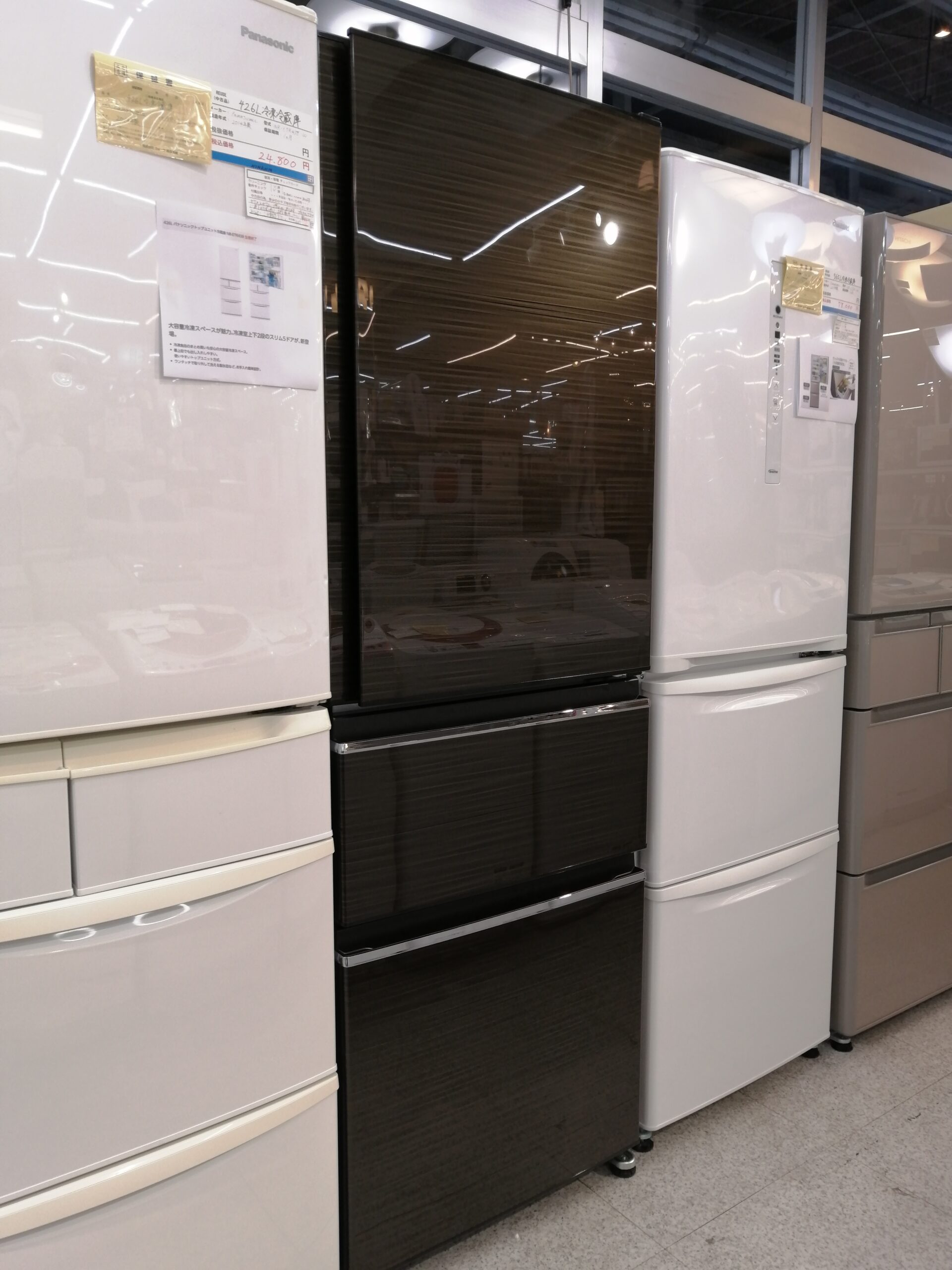 中古品】三菱 MITSUBISHI 365L 3ドア冷蔵庫 MR-CX37F-BR 2021年製 右