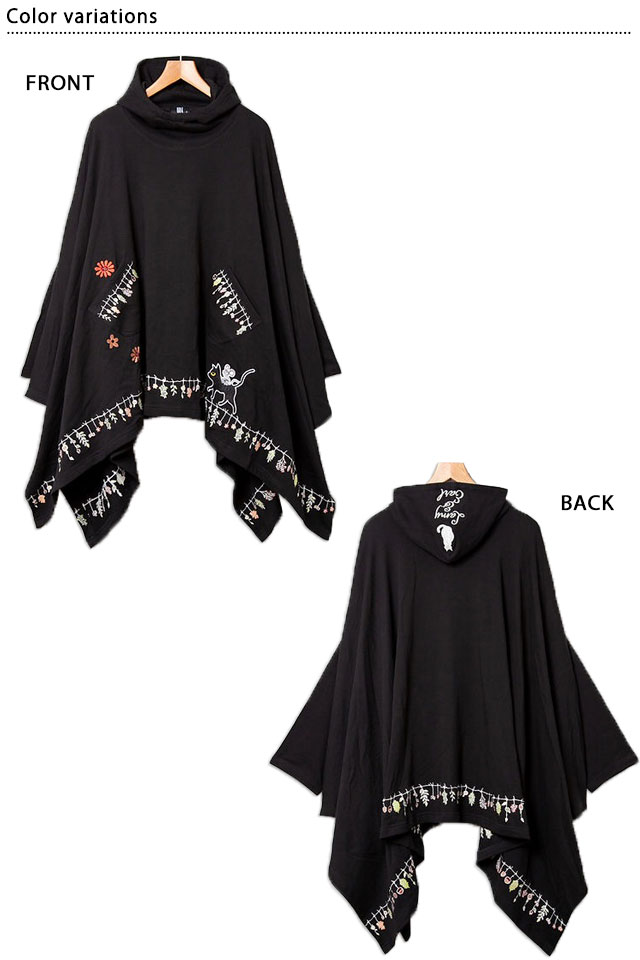 ラミ＆アール 綱渡り天竺ポンチョパーカー LIN レディース AL-75769 猫