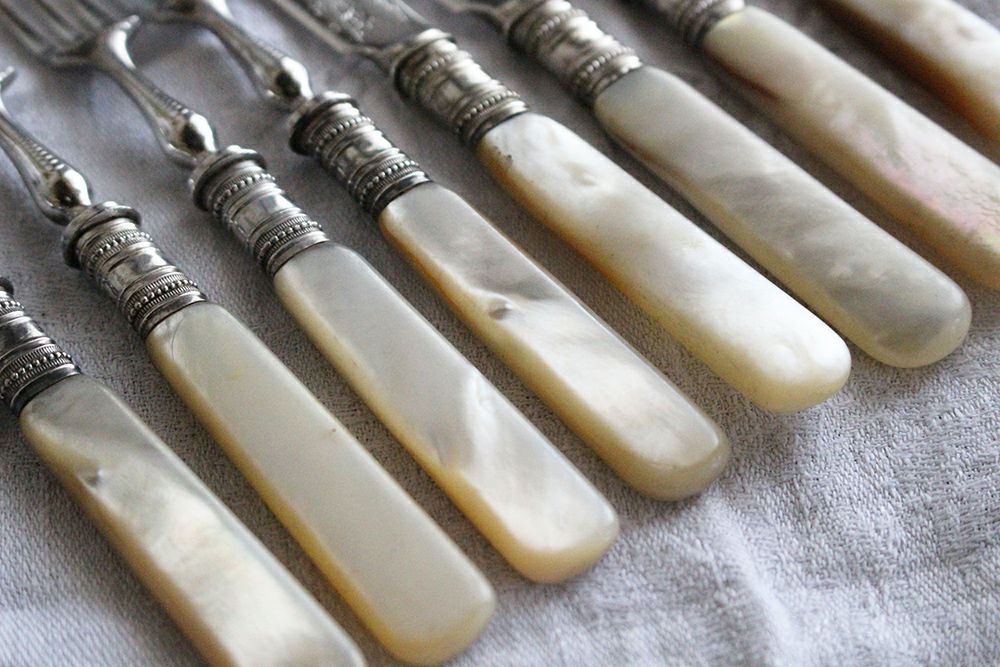 アンティーク マザーオブパール カトラリー イギリス製 白蝶貝の