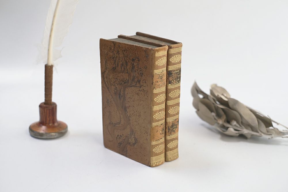 アンティークブック 1828年 200年前のフランスで発行された革背表紙の