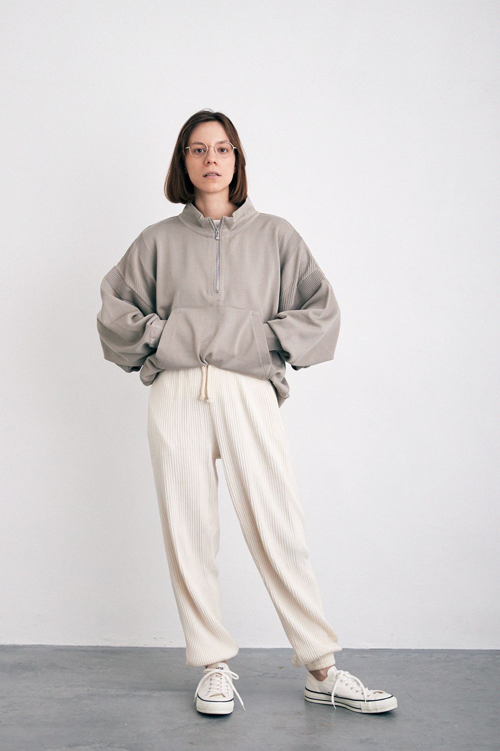 YASHIKI - 【ラスト1点】【24SS】Harukaze Half Zip Knit(LIGHT BEIGE