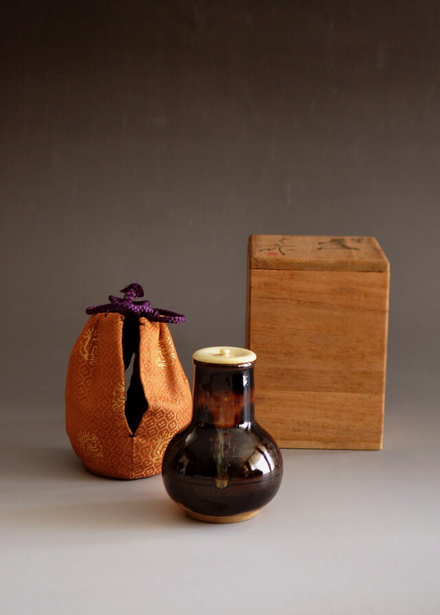 鶴首茶入 桶谷定一作 茶道具 茶入 Antique Sam's Collection