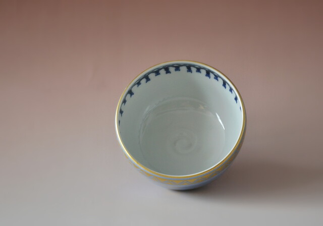 Antique Sam's Collection 五山窯 林淡幽作 藍彩金襴手茶碗