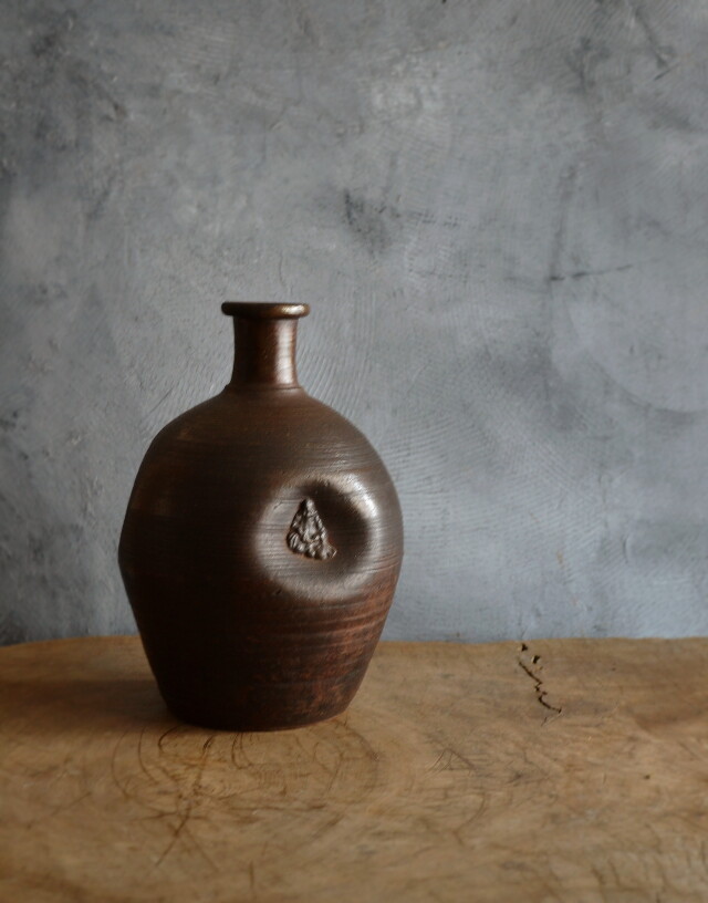 古備前 人形徳利 大黒天 福禄寿 在銘 花瓶 古備前 人形徳利 大黒天 福