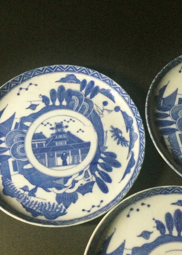 古染付 山水図膾向付 10客揃え 古染付 山水図膾向付 10客揃え 古染付