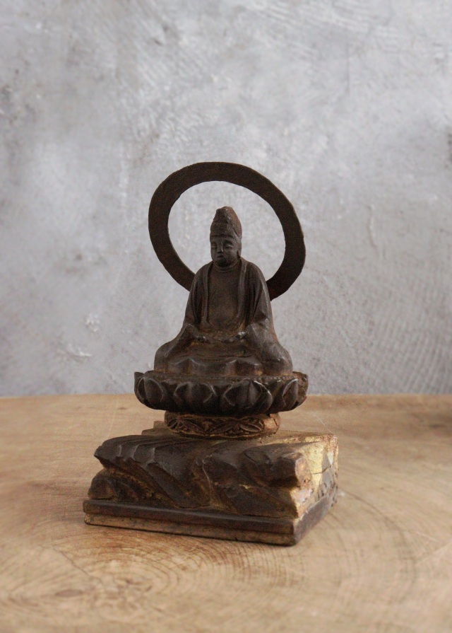 坐像菩薩坐蔵 厨子 小仏 仏像 時代仏 骨董 仏教美術 古仏 木