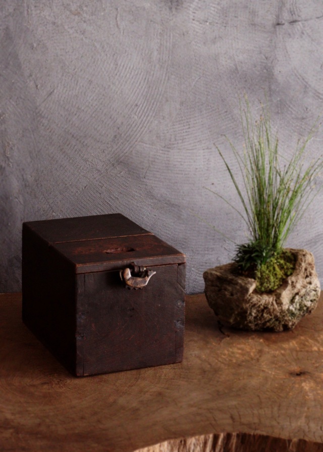 稀少 明治期 欅 銭函 木製 鉄鋲 金庫 古民具 古道具 時代物