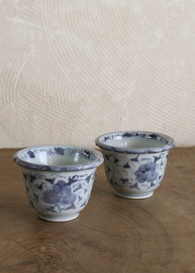 蕎麦猪口 微塵唐草 5客セット 蕎麦猪口 微塵唐草 5客セット 古伊万里染