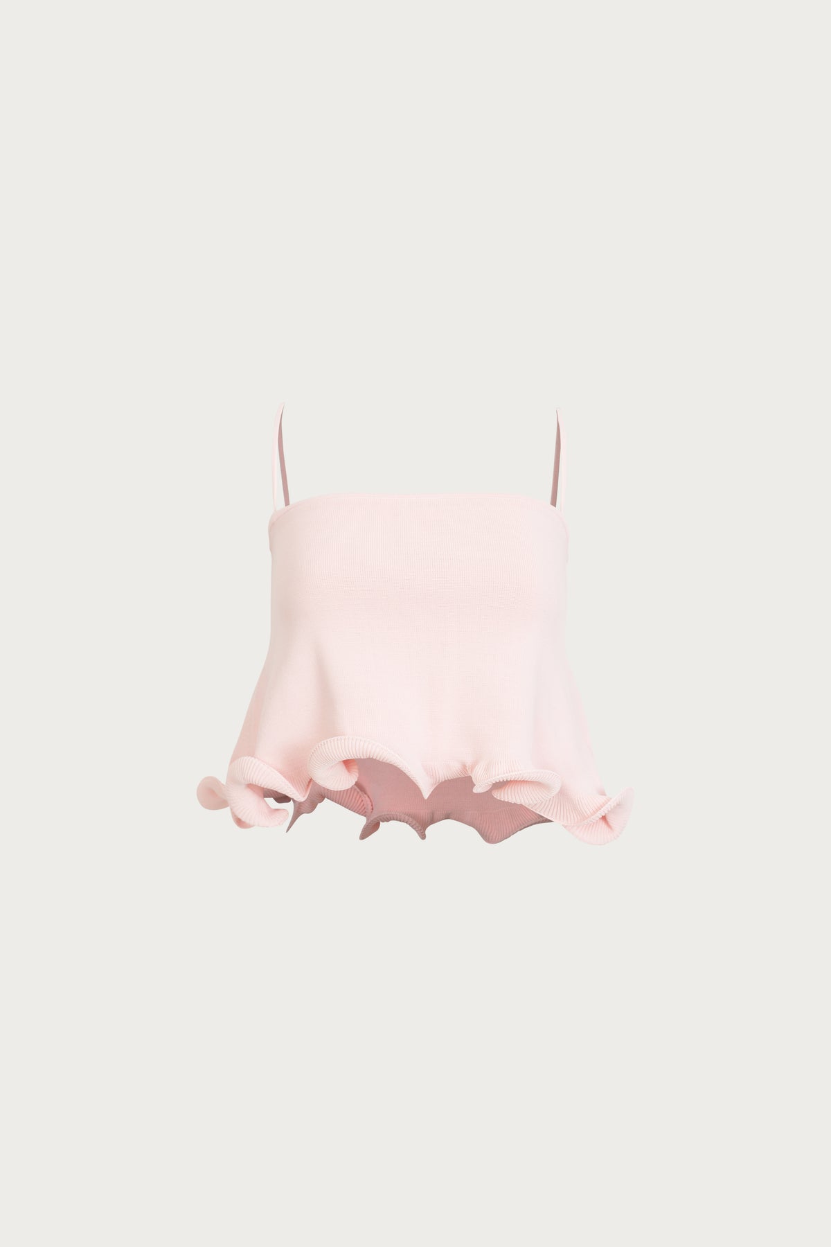 SAME Ruffle Hem Crop Top | Pale Pink | Women's Knit Top