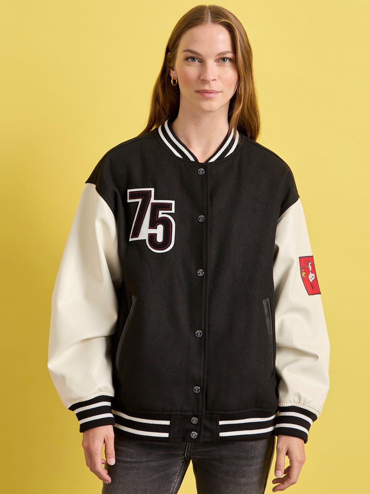 75 VARSITY JACKET BLACK/WHITE – Sanctuary Clothing