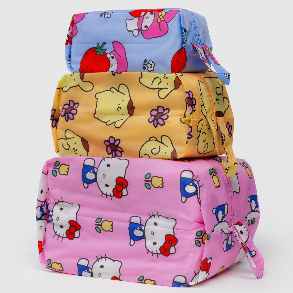 Hello Kitty and Friends x Baggu 3-pc Zipper Pouch Set (Fruits + Floral