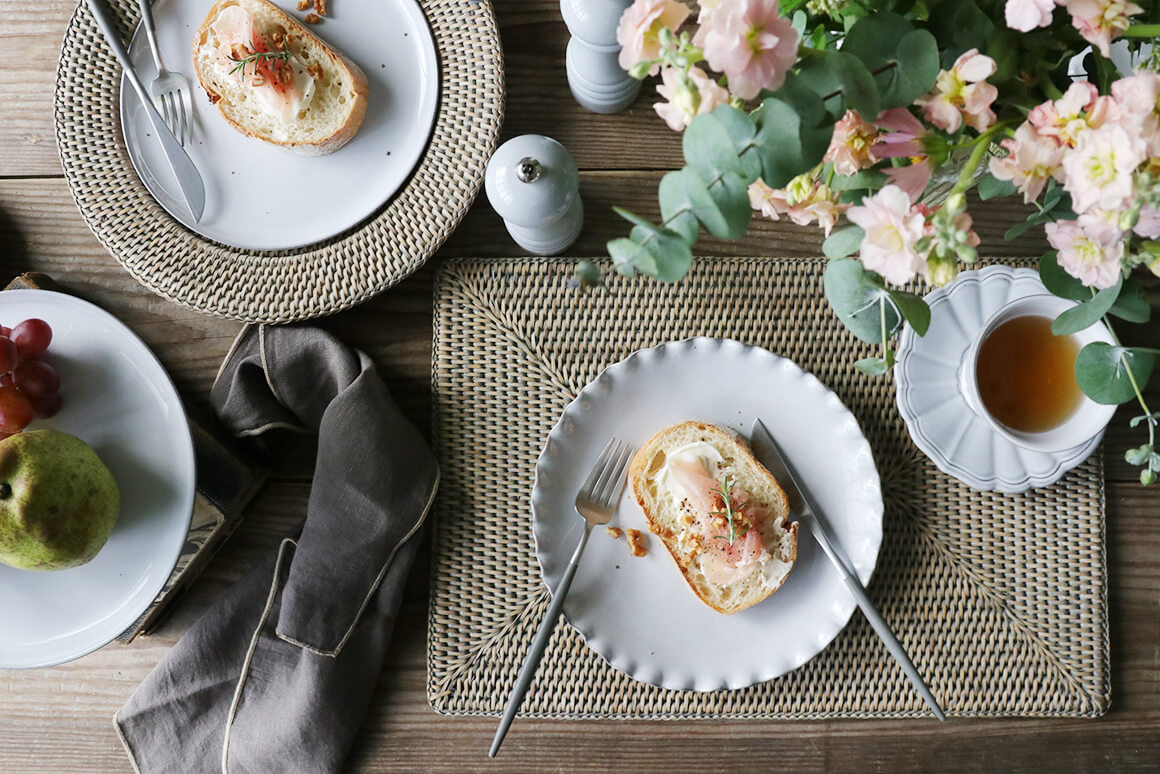 BAOLGIラタンプレースマットレクトグレーランチョンマット